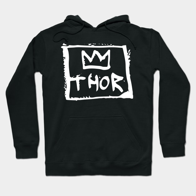 Thor Crown Doddle White Hoodie by Mijumi Doodles